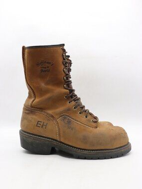 Hoffman Kellogg ID Brown Leather Men's 9.5 D Waterproof Steel Toe Boots USA
